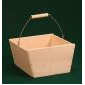 Wooden Country Baskets w/ Wire Handles (8"x8"x4 1/2")
